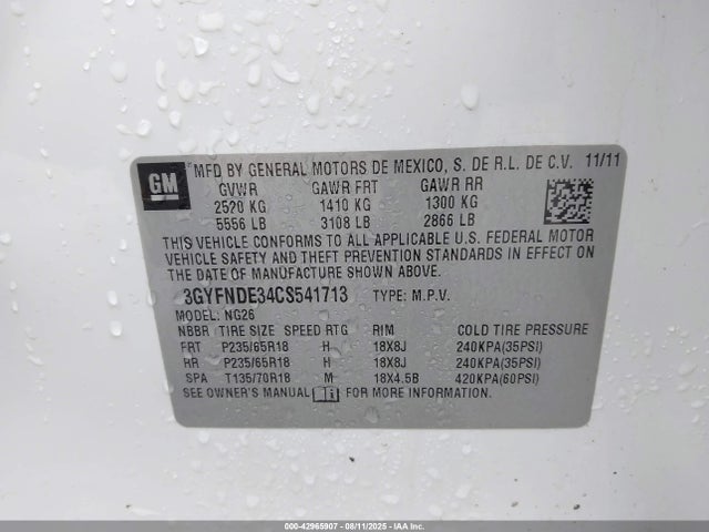 2012 CADILLAC SRX 3GYFNDE34CS541713 Photo 8