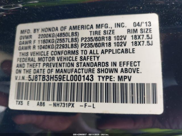 2014 ACURA RDX 5J8TB3H59EL000143 Photo 8