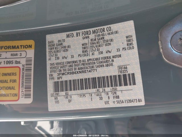 3FMCR9B6XNRE14771 Ford dragon