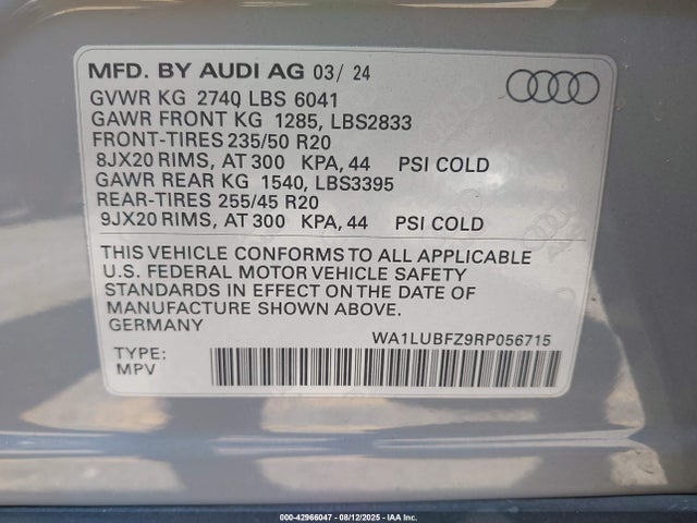 2024 AUDI Q4 E-TRON WA1LUBFZ9RP056715 Photo 8