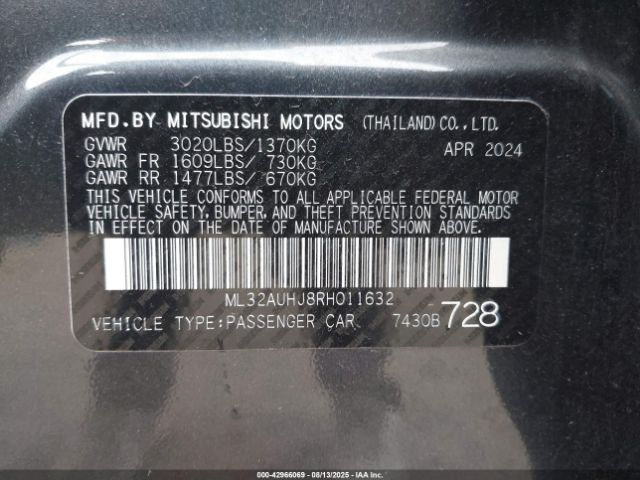 2024 MITSUBISHI MIRAGE ML32AUHJ8RH011632 Photo 8