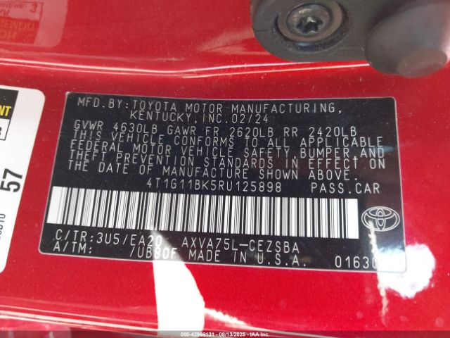 2024 TOYOTA CAMRY 4T1G11BK5RU125898 Photo 8