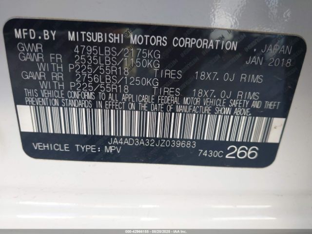 2018 MITSUBISHI OUTLANDER JA4AD3A32JZ039683 Photo 8