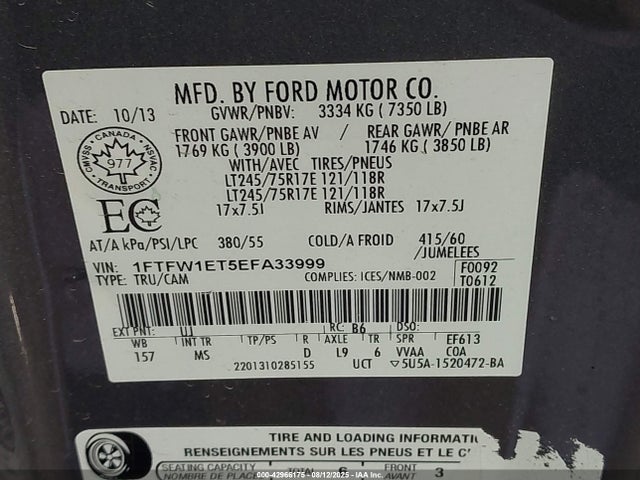 1FTFW1ET5EFA33999 Ford 2014