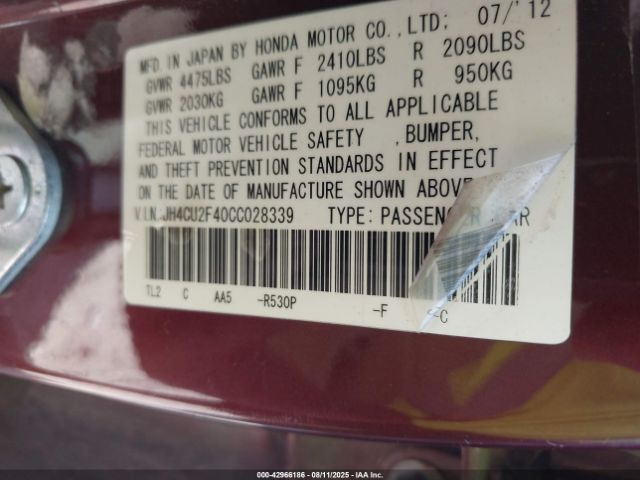 2012 ACURA TSX JH4CU2F40CC028339 Photo 8