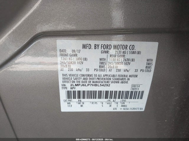 Lincoln 2.7l gtdi 2017 2LMPJ6LP7HBL54292 Image 9