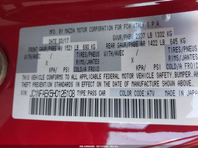 2017 FIAT 124 SPIDER JC1NFAEK5H0126108 Photo 8