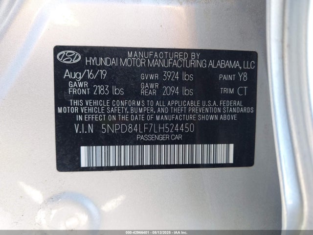 Hyundai mpi nu 2020 5NPD84LF7LH524450 Image 9