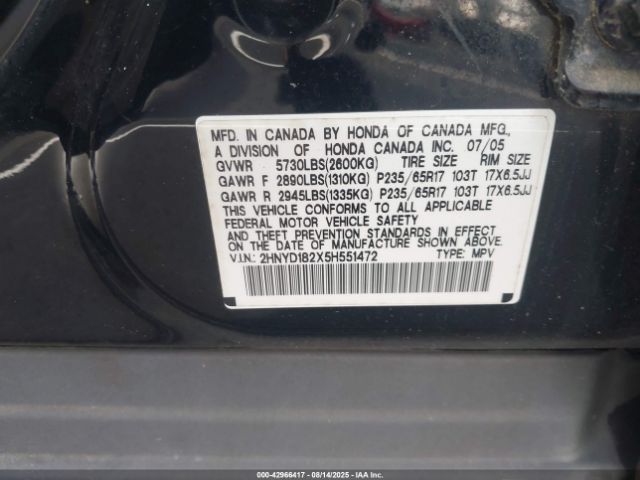 2005 ACURA MDX 2HNYD182X5H551472 Photo 8