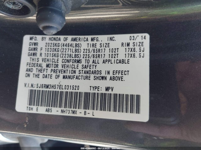 Honda k24z7 2014 5J6RM3H57EL031520 Image 9