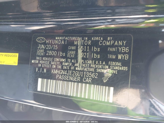 KMHGN4JE2GU113562 Hyundai dohc gdi lambda ii