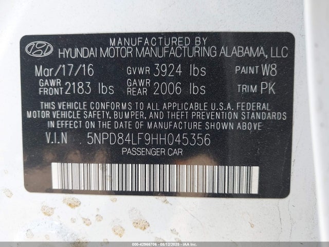 Hyundai Elantra 2017 5NPD84LF9HH045356 Image 9