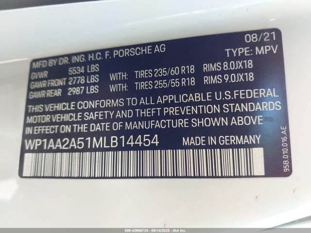 2021 PORSCHE MACAN WP1AA2A51MLB14454 Photo 8