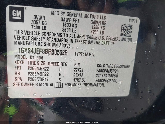 2011 CADILLAC ESCALADE ESV 1GYS4JEF8BR305528 Photo 8