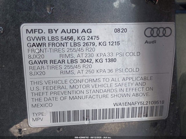 2020 AUDI Q5 WA1ENAFY5L2109518 Photo 8