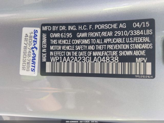 2016 PORSCHE CAYENNE WP1AA2A23GLA04838 Photo 8