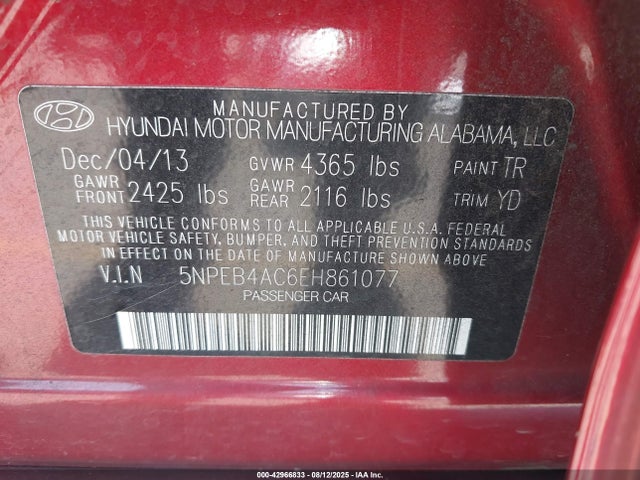 Hyundai gamma 2014 5NPEB4AC6EH861077 Image 9