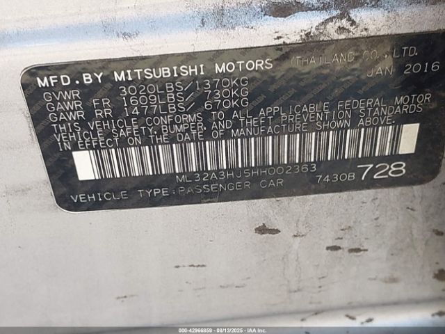 2017 MITSUBISHI MIRAGE ML32A3HJ5HH002363 Photo 8