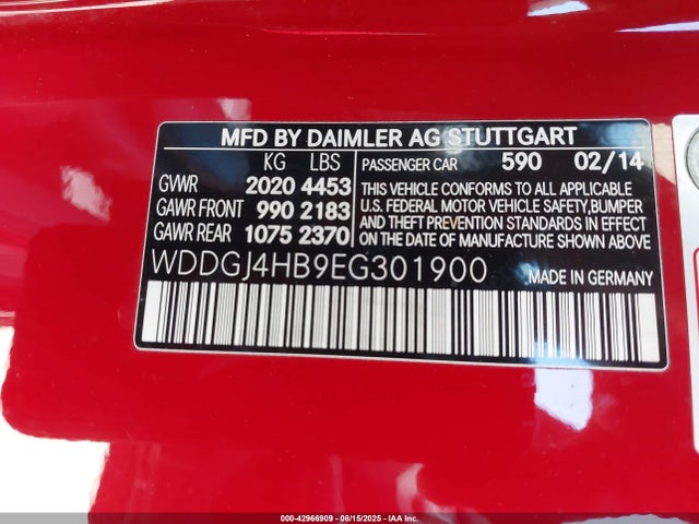 WDDGJ4HB9EG301900 Mercedes-Benz C-Class
