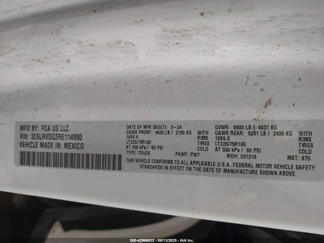3C6LRVDG2RE114990 RAM Promaster 2500