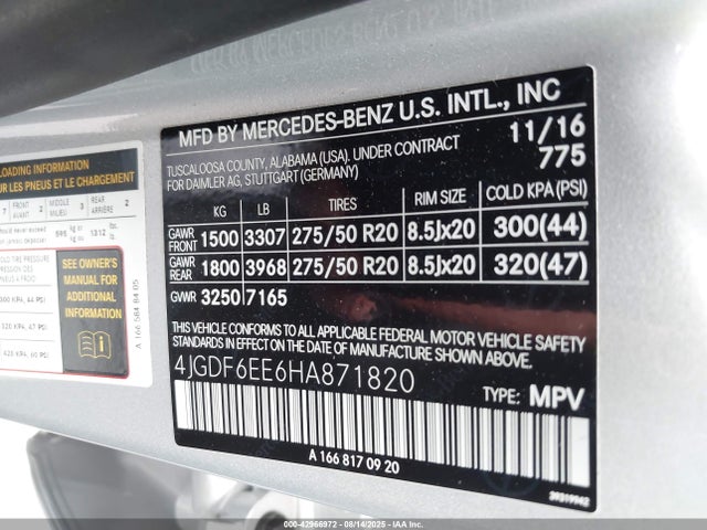 Mercedes-Benz m276 2017 4JGDF6EE6HA871820 Image 9