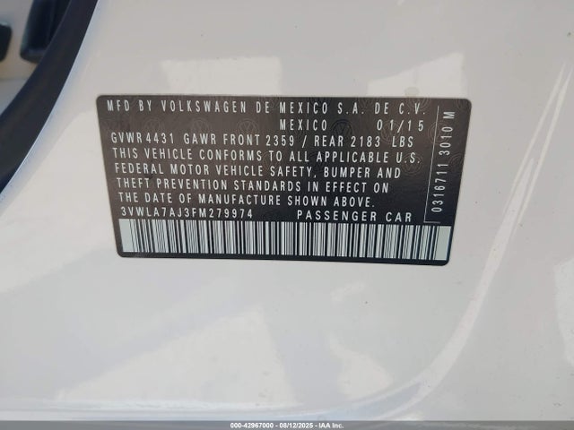 3VWLA7AJ3FM279974 Volkswagen Jetta