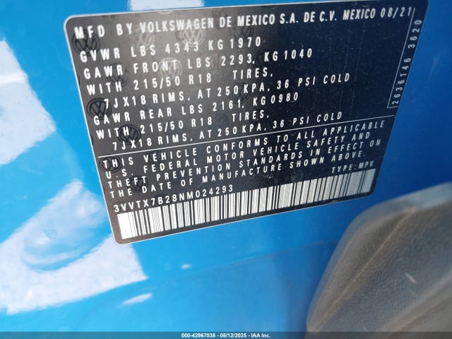 Volkswagen tsi 2022 3VVTX7B28NM024293 Image 9