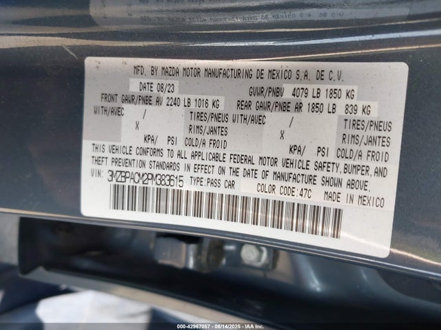 3MZBPACM2PM383615 Mazda pyukd