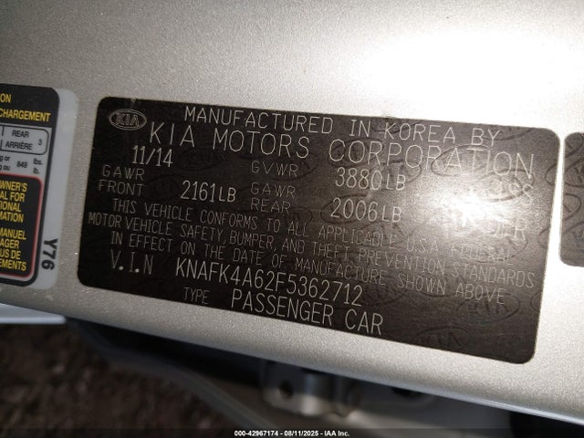 KIA dohc mpi nu 2015 KNAFK4A62F5362712 Image 9