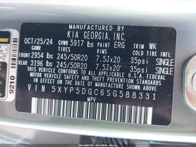 KIA gdi lambda ii 2025 5XYP5DGC6SG588331 Image 9