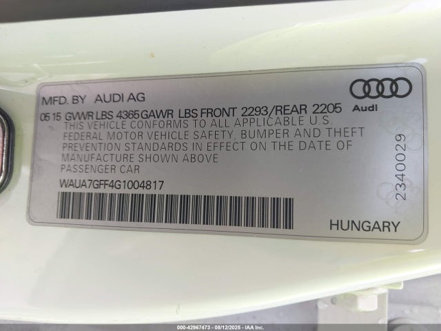 2016 AUDI A3 WAUA7GFF4G1004817 Photo 8