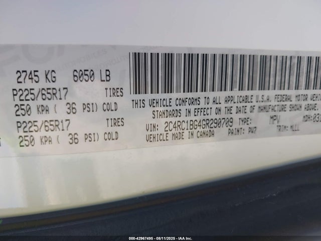 Chrysler 2016 2016 2C4RC1BG4GR290709 Image 9