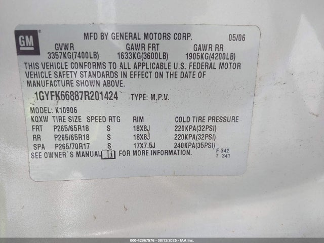 2007 CADILLAC ESCALADE ESV 1GYFK66887R201424 Photo 8