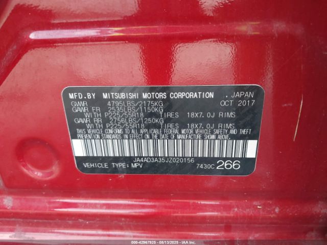 2018 MITSUBISHI OUTLANDER JA4AD3A35JZ020156 Photo 8