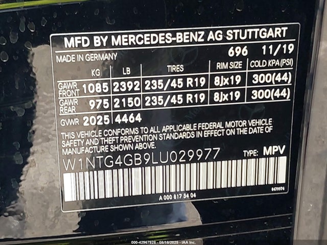 W1NTG4GB9LU029977 Mercedes-Benz 270