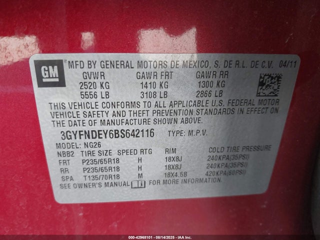 2011 CADILLAC SRX 3GYFNDEY6BS642116 Photo 8