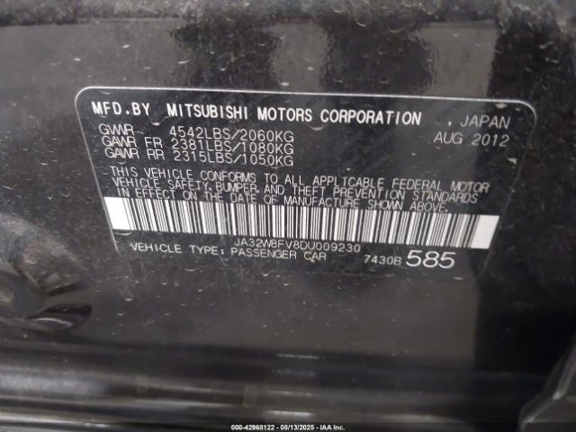 2013 MITSUBISHI LANCER EVOLUTION JA32W8FV8DU009230 Photo 8