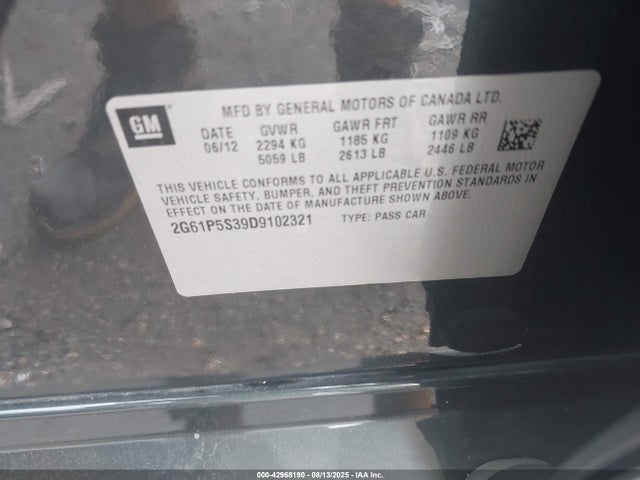 2013 CADILLAC XTS 2G61P5S39D9102321 Photo 8