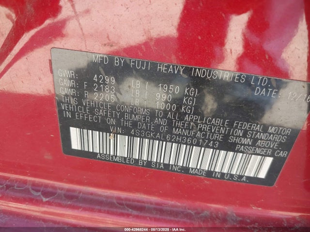 Subaru na 2017 4S3GKAL62H3601743 Image 9