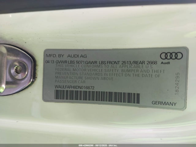 2013 AUDI A5 WAULFAFH8DN016872 Photo 8
