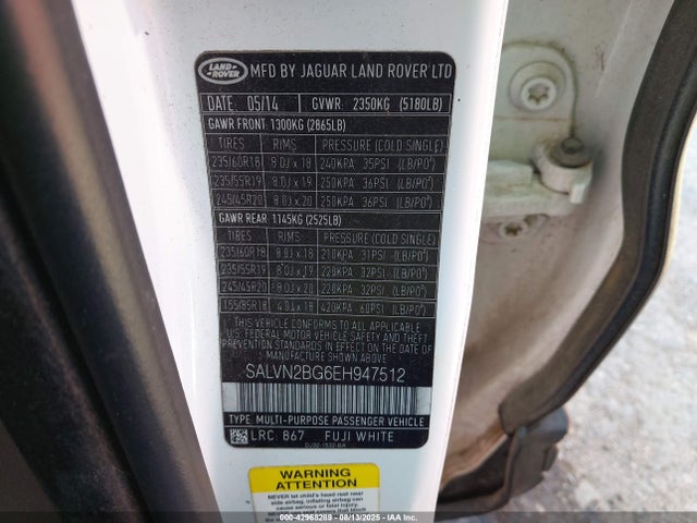 SALVN2BG6EH947512 Land Rover RANGE ROVER EVOQUE