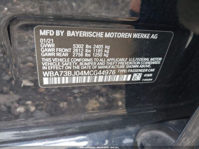 2021 BMW 540I WBA73BJ04MCG44976 Photo 8