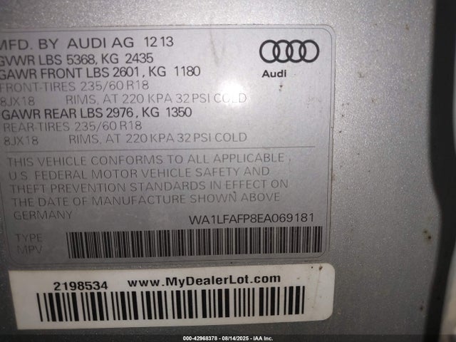2014 AUDI Q5 WA1LFAFP8EA069181 Photo 8