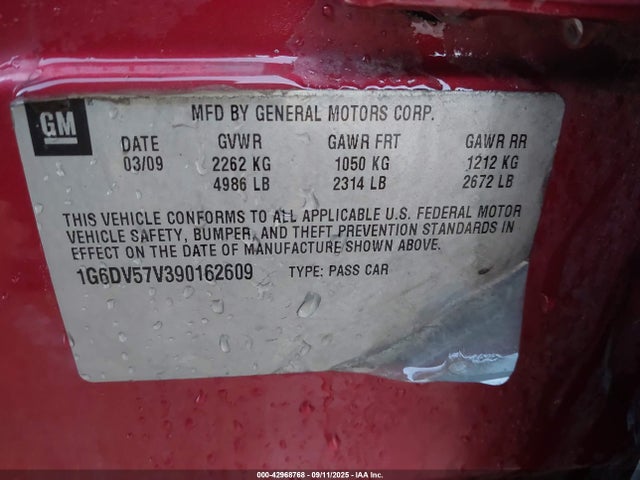 2009 CADILLAC CTS 1G6DV57V390162609 Photo 8
