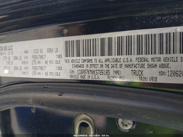 1C6RR7KM0KS726185 RAM 1500