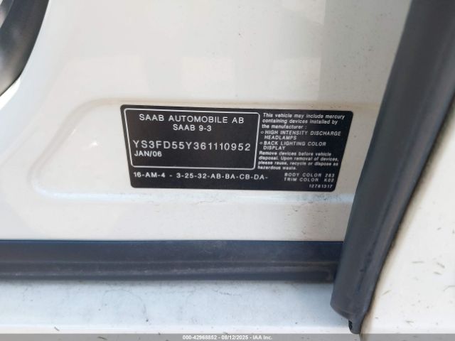 2006 SAAB 9-3 YS3FD55Y361110952 Photo 8