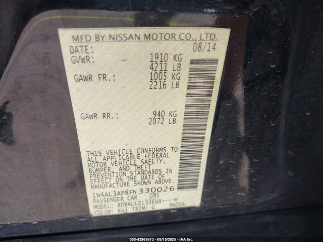 1N4AL3AP8FN330026 Nissan 2015