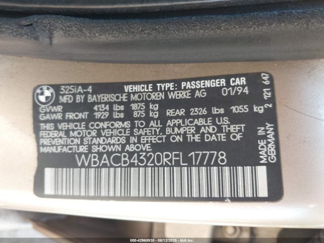 1994 BMW 325 WBACB4320RFL17778 Photo 8