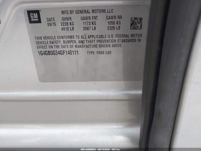 1G4GB5G34GF140111 Buick lfx - sidi, vvt, e85 max, alum gm