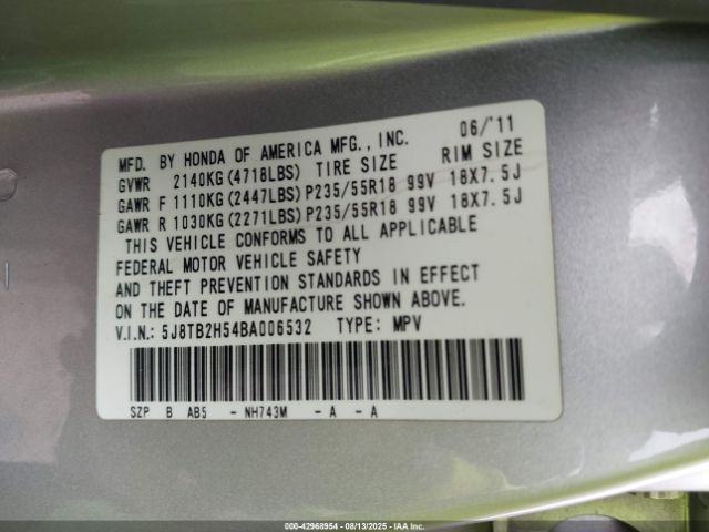 2011 ACURA RDX 5J8TB2H54BA006532 Photo 8